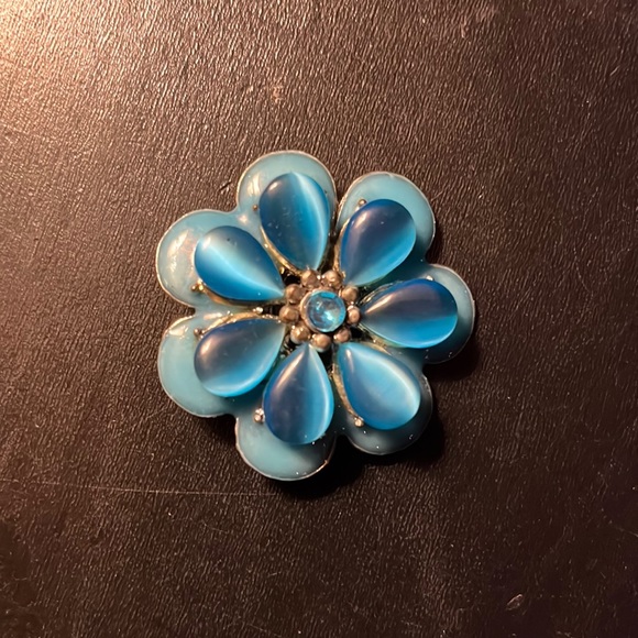 70’s Vintage Retro Blue Stone Brooch - Picture 1 of 5